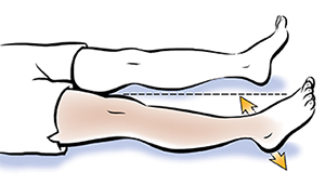 Legs from knee down showing abduction/adduction exercise.